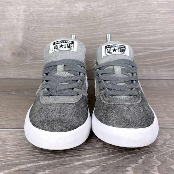 Converse Point Star Ox Cool Gray Leather White Women’s Sz 7 Low Top Sneakers - Picture 2 of 10